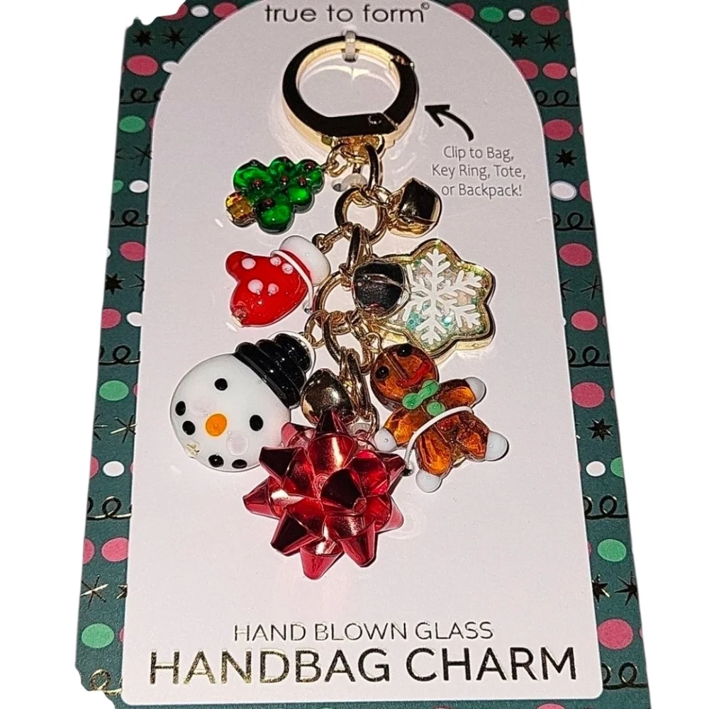❤️▪️True to Form▪️Hand Blown Glass Handbag Charm Christmas Brand New HL